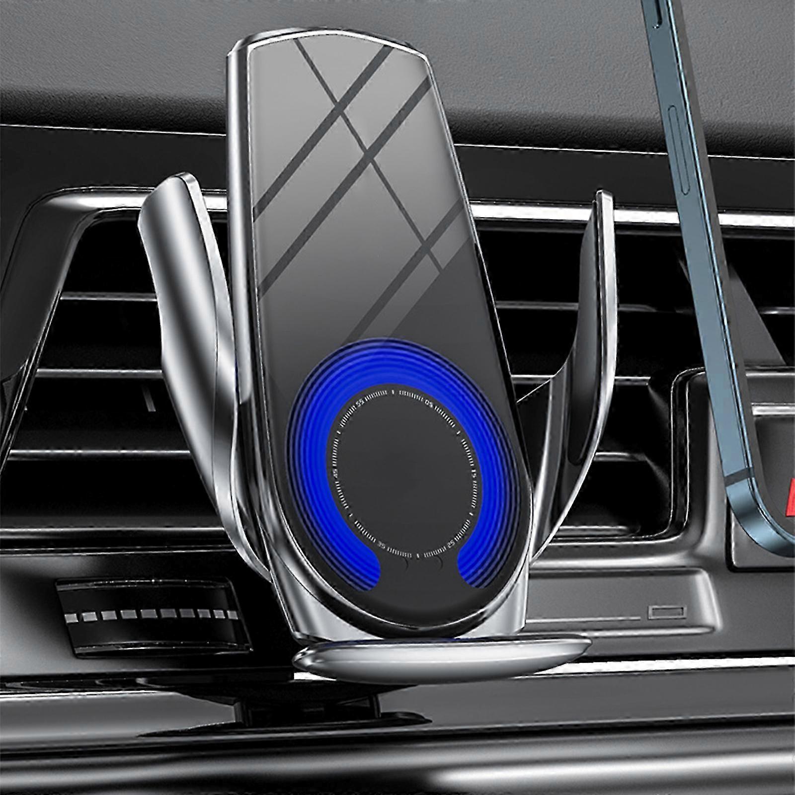 Multiple Angles Car Phone Stand with 15W Wireless Charging Convenient Car Phone Holder with Charging Feature for Car Silver