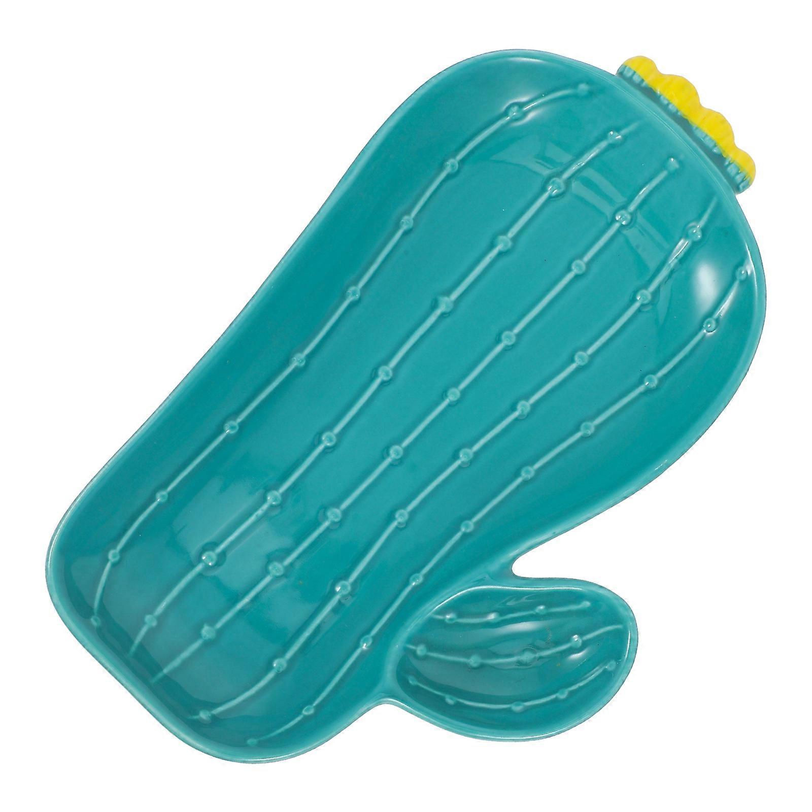 Cute Ceramic Plates Cactus Plate for Salad Serving Sturdy Ceramic Material