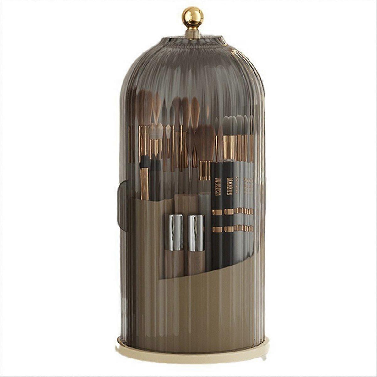 Makeup brush holder storage box rotating cosmetic storage box Black