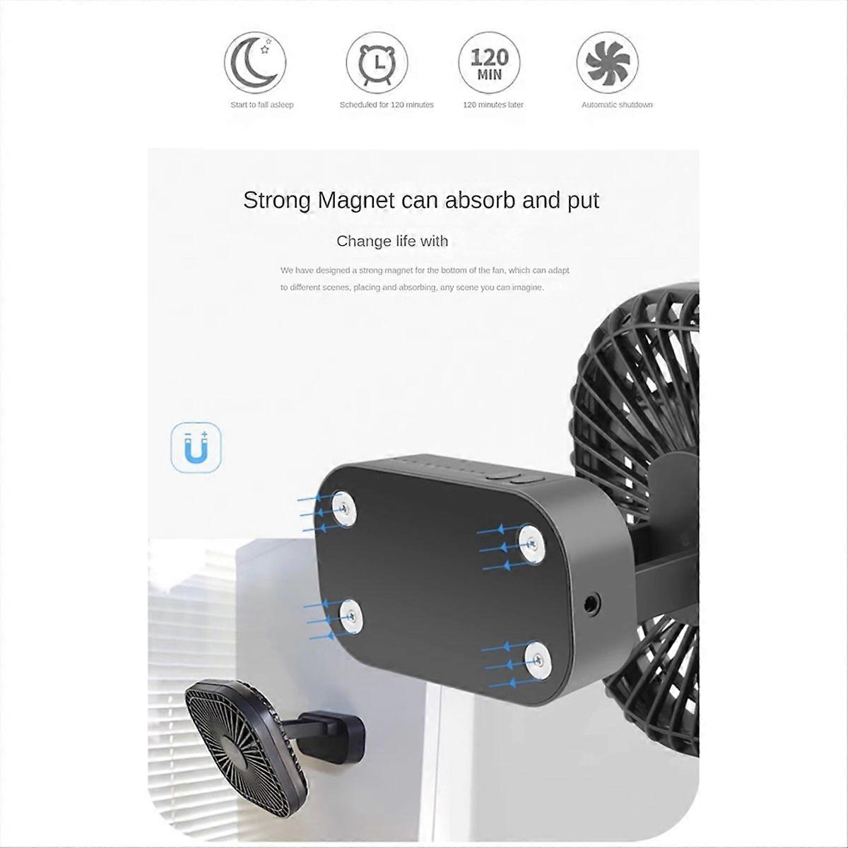 Mini Desktop Fan USB Rechargeable Fan with Timer Strong Wind Black