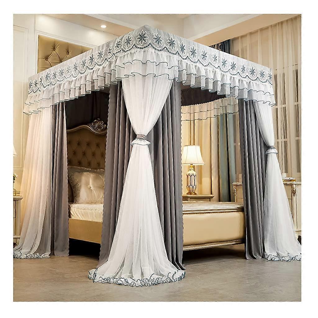 Elegant DoubleLayer Bed Canopy with Stainless Steel Frame for Adults, 180x200x200cm, Color A1