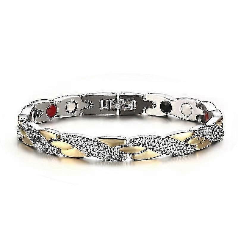 Magnetic Therapy Bracelet, Elegant Steel Jewelry in Silver And Gold