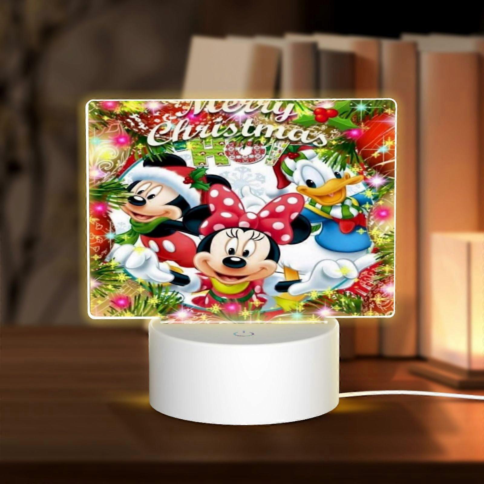 Mickey Mouse Acrylic Night Lamp with Base, Compatible with USB Plug, LED Light for Kids, Birthday Gift for Boys & Girls