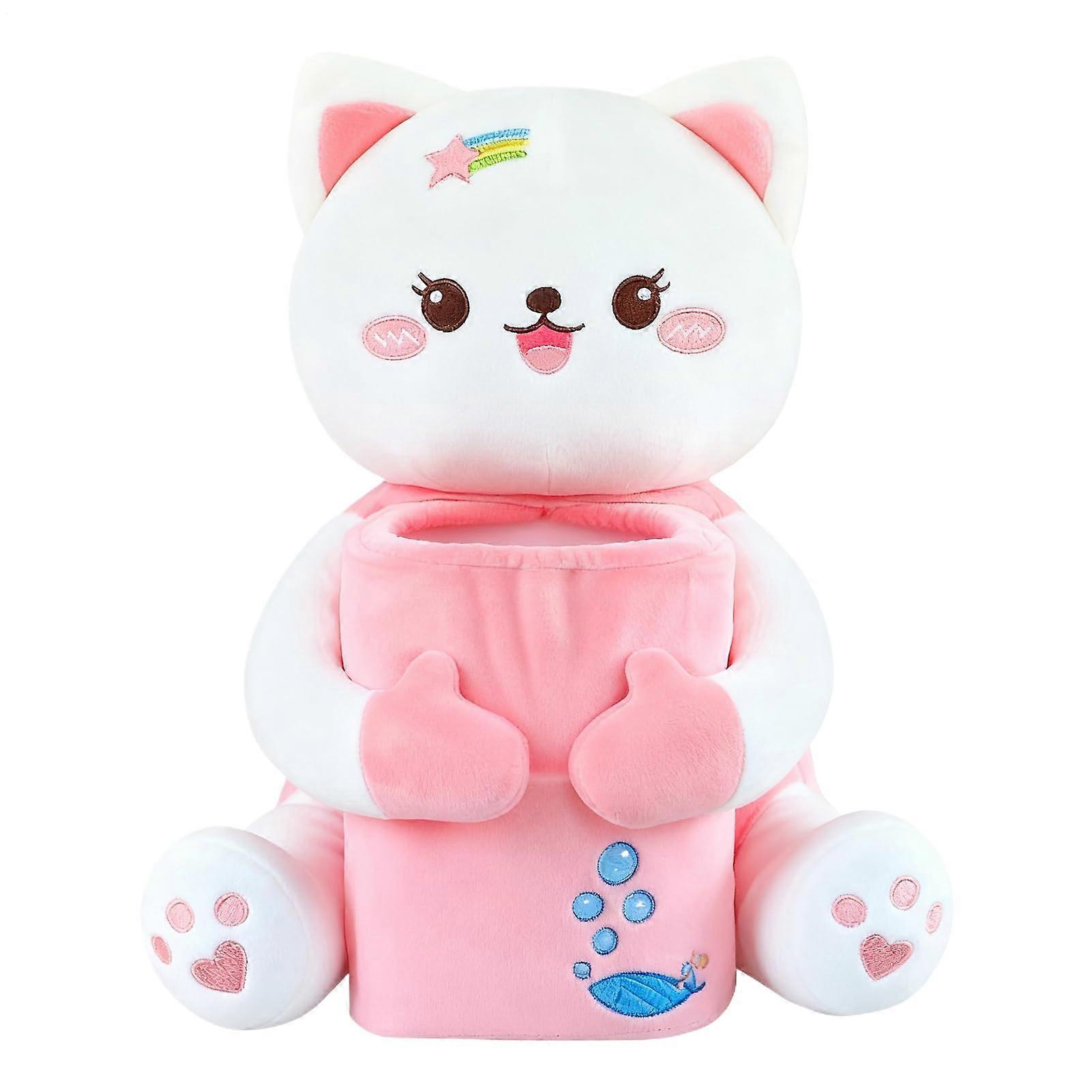 Car Tissue Holder with 2 in 1 Cute Cartoon Organizer and Leakproof Trash Bin for Car Center Console