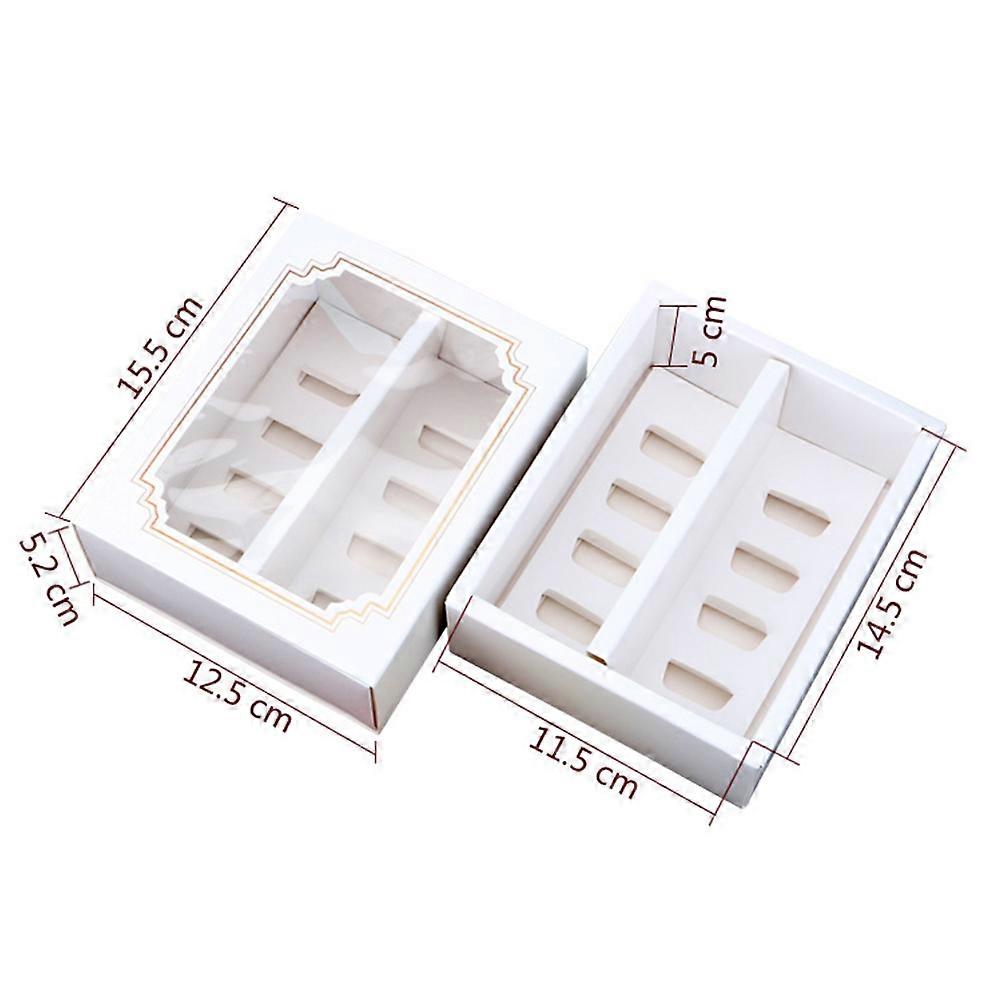 White Paper Macaron Boxes with Clear Window for Storage Use Eco Friendly Food Grade 10pcs