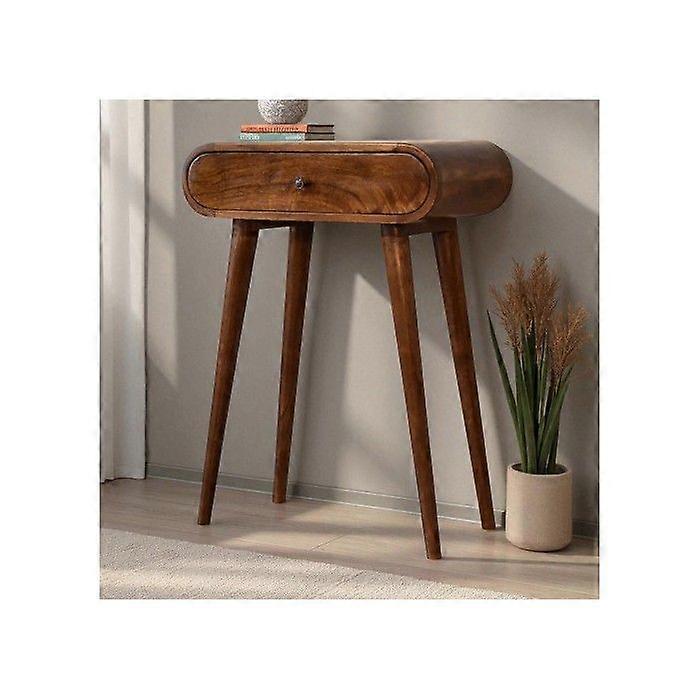 Solid Wood Chestnut London Mini Chestnut Console, 1 Drawer, Dark Brown
