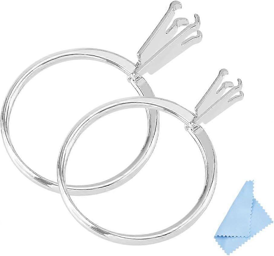 2Pcs Wedding Ring Try-on Tool Ring Size Measuring Tool Aluminium Alloy Ring Gauge Tool Jewelry Sizing Tool 4 Prong Ring Settings (2 Sizes Platinum)