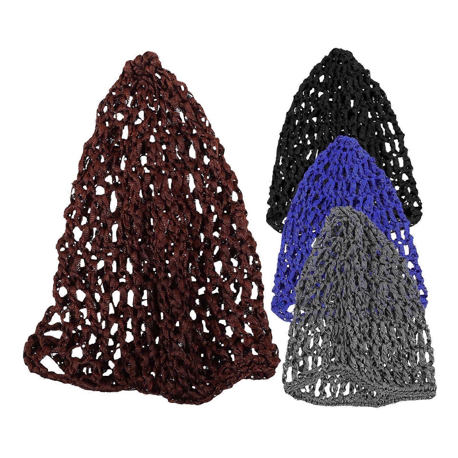 Assorted Color Mesh Crochet Hair Net for Sleeping 5Pcs Soft Rayon Cap Set