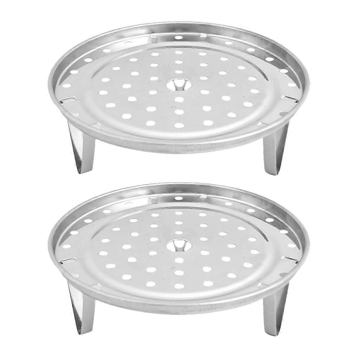 2Pcs Stainless Steel Stackable Steamer Rack MultiFunction Trays for Rice Cooker Vegetables Seafood