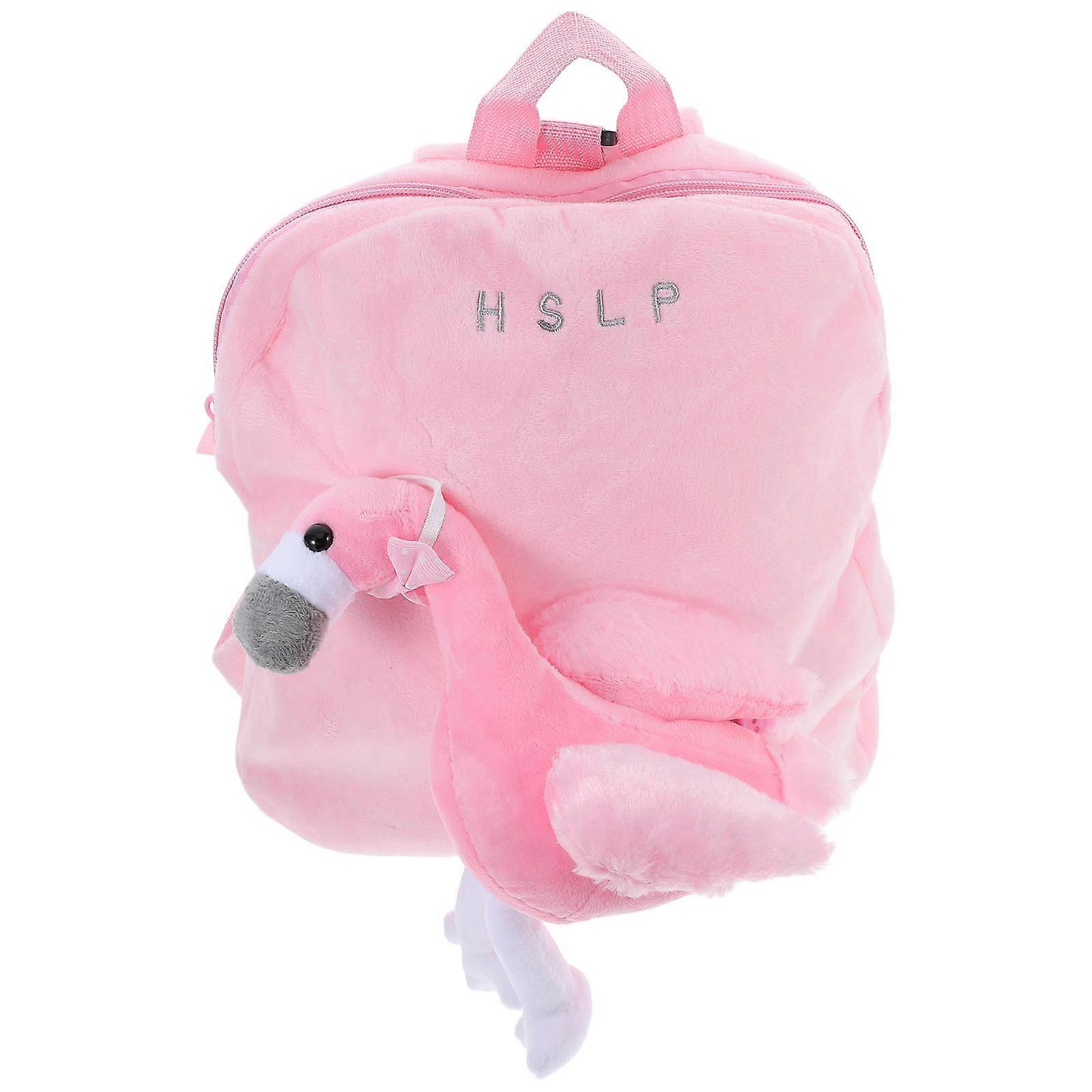 Girls Backpack Flamingo Plush Backpack for Girl Use 3Pcs Bundle