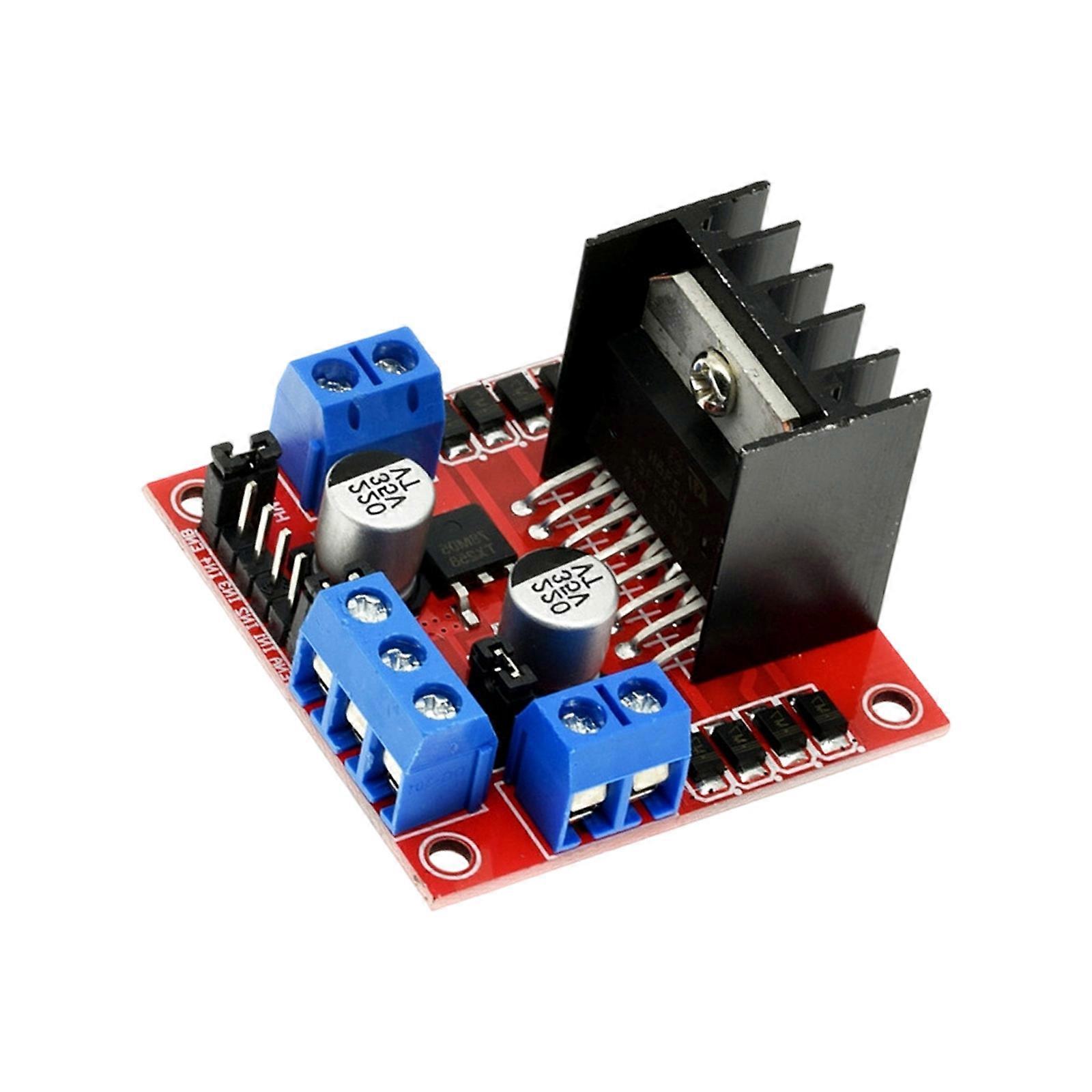 L298N Double Channel Motor Control Module with H Bridge Circuit for Precise Speed and Direction Adjustment of Motors Multicolor