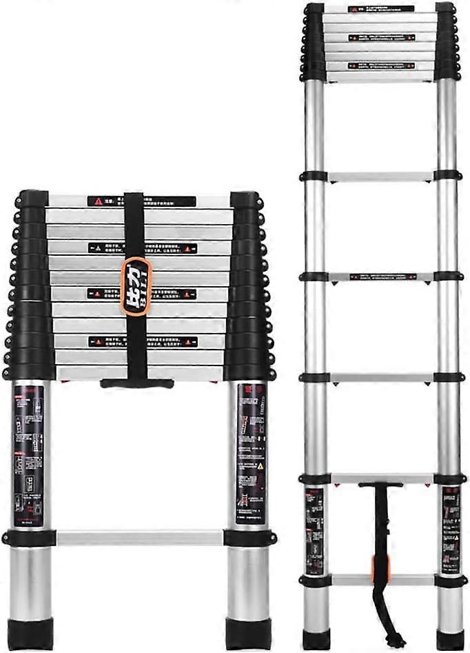 Aluminum Folding Ladder with Telescopic Extension, Lightweight SpaceSaving Design and Safety Hook