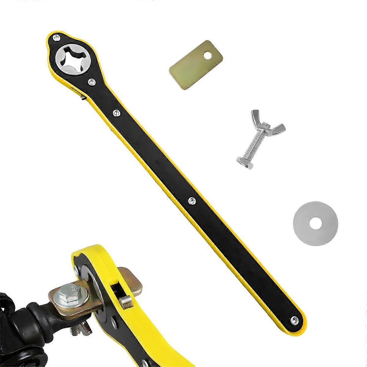 Ratchet Wrench for Scissor Jack with 360° Swivel and Quick Switch, Ergonomic Long Handle, Wrench+Adapters