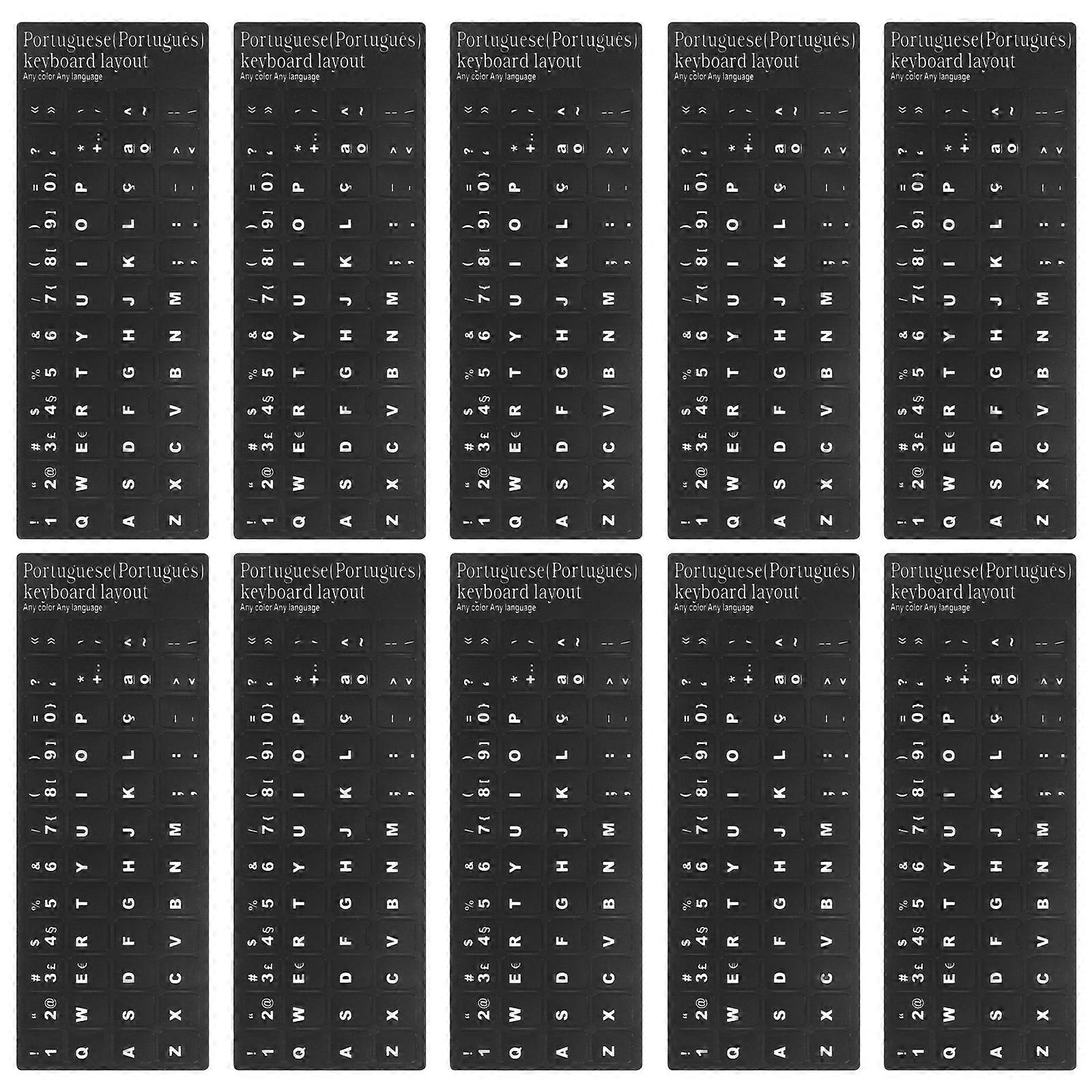 Foreign Language Keyboard Stickers for Protection 20Pcs Black Background White Lettering