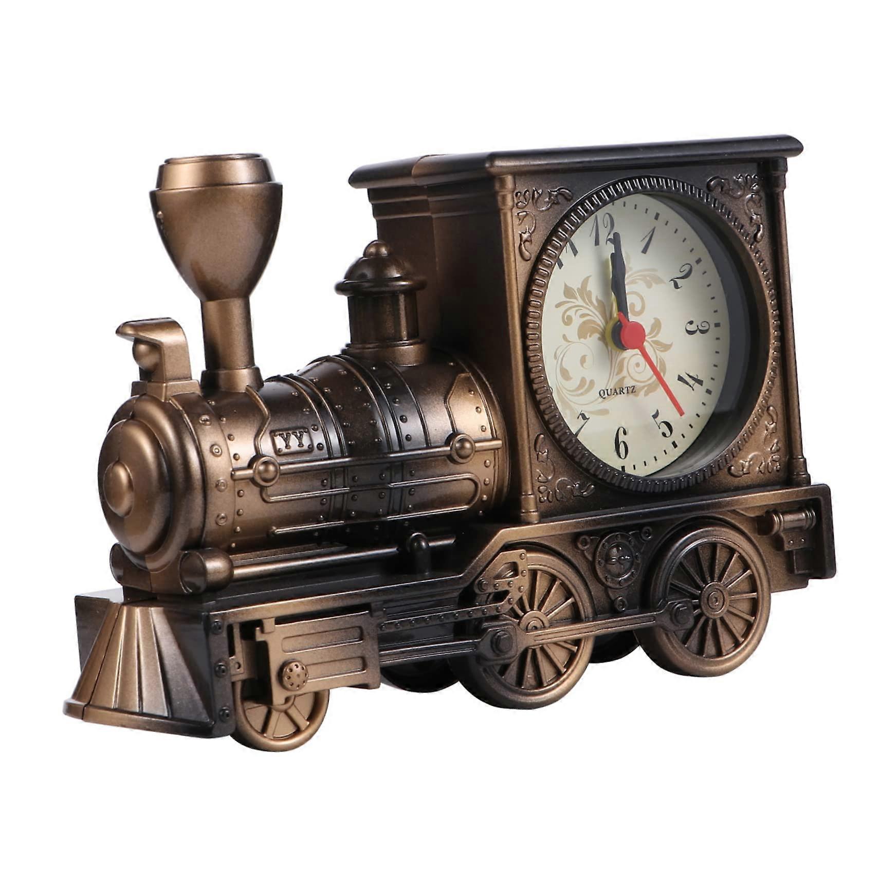 Vintage Train Alarm Clock Retro Desk Clock with Rust Resistant Frame for Home Decor