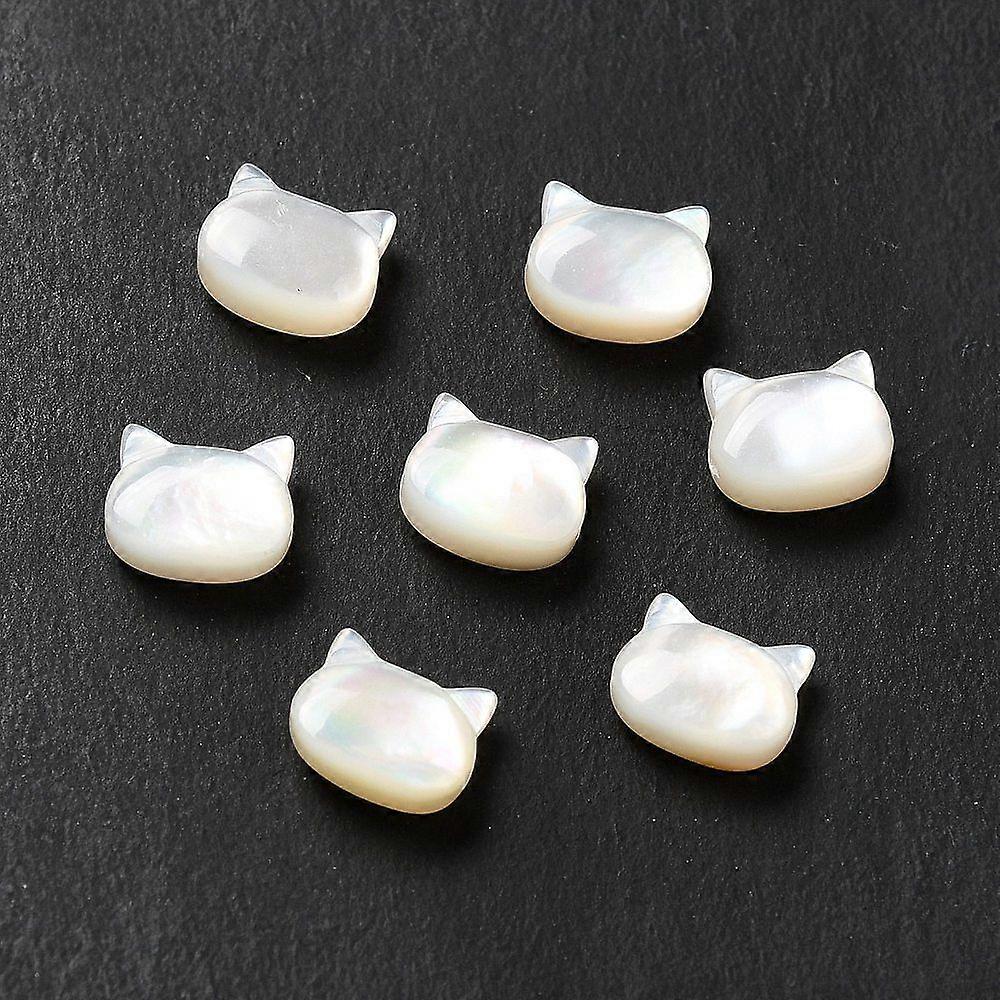 Natural White Shell Beads Cat White 6x7x3mm Hole: 0.8mm