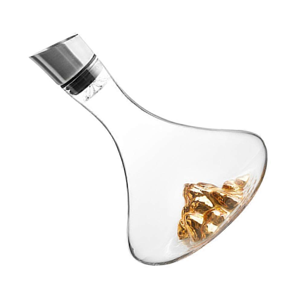 Crystal Wine Decanter for Fast Decanting 1Pcs Stylish Golden Handheld