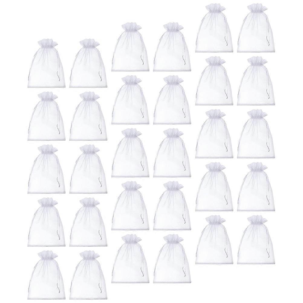 Drawstring White Gauze Mesh Bags for Fruit Protection 30 Pieces