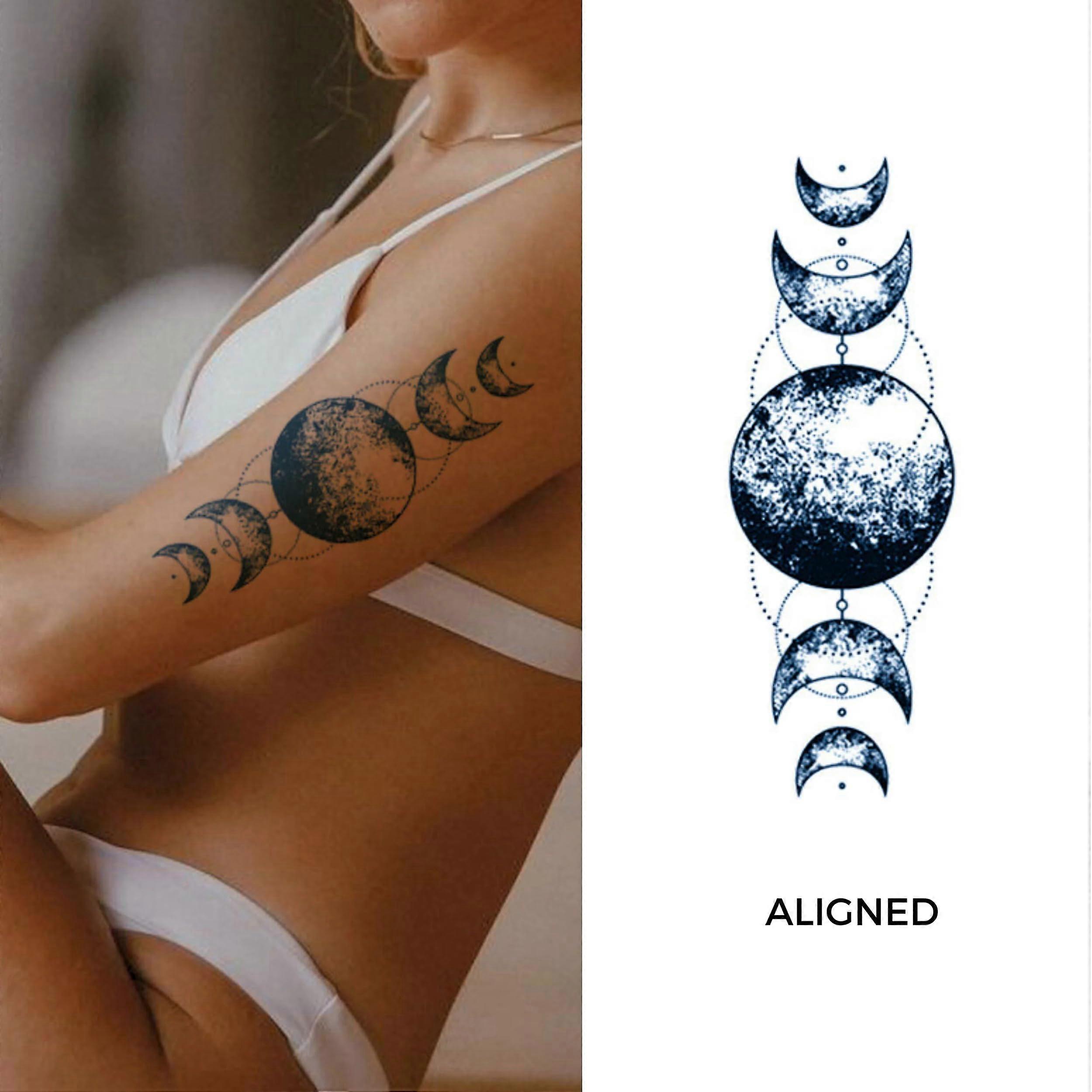 Moon Phase Temporary Tattoo Vegan PlantBased Ink Boho Celestial Design Easy Application 2Week Wear