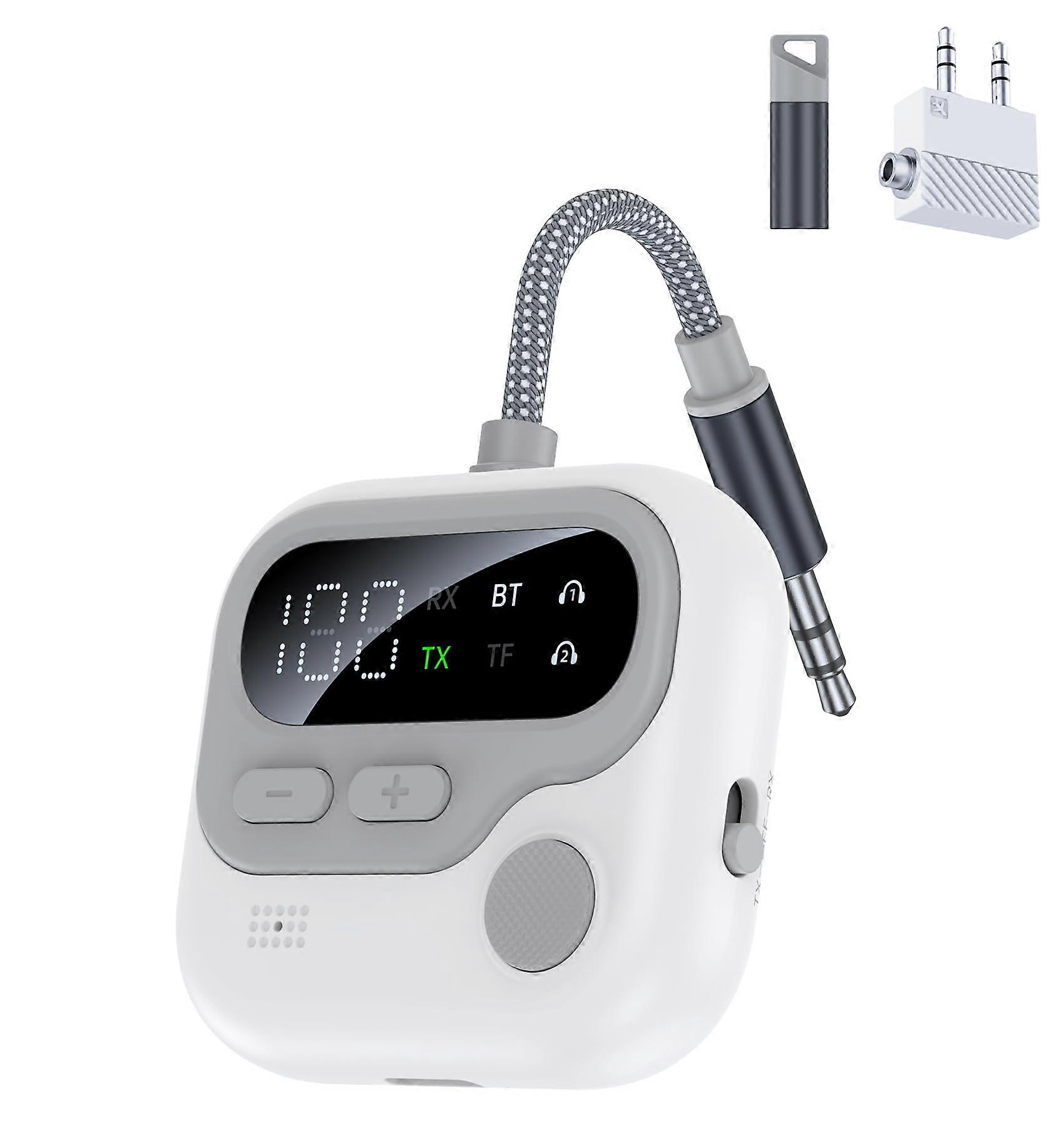 Bluetooth Transmitter with Dual Link Pairing, 2in1 TX/RX, Bluetooth 5.3, 3.5mm Audio Adapter