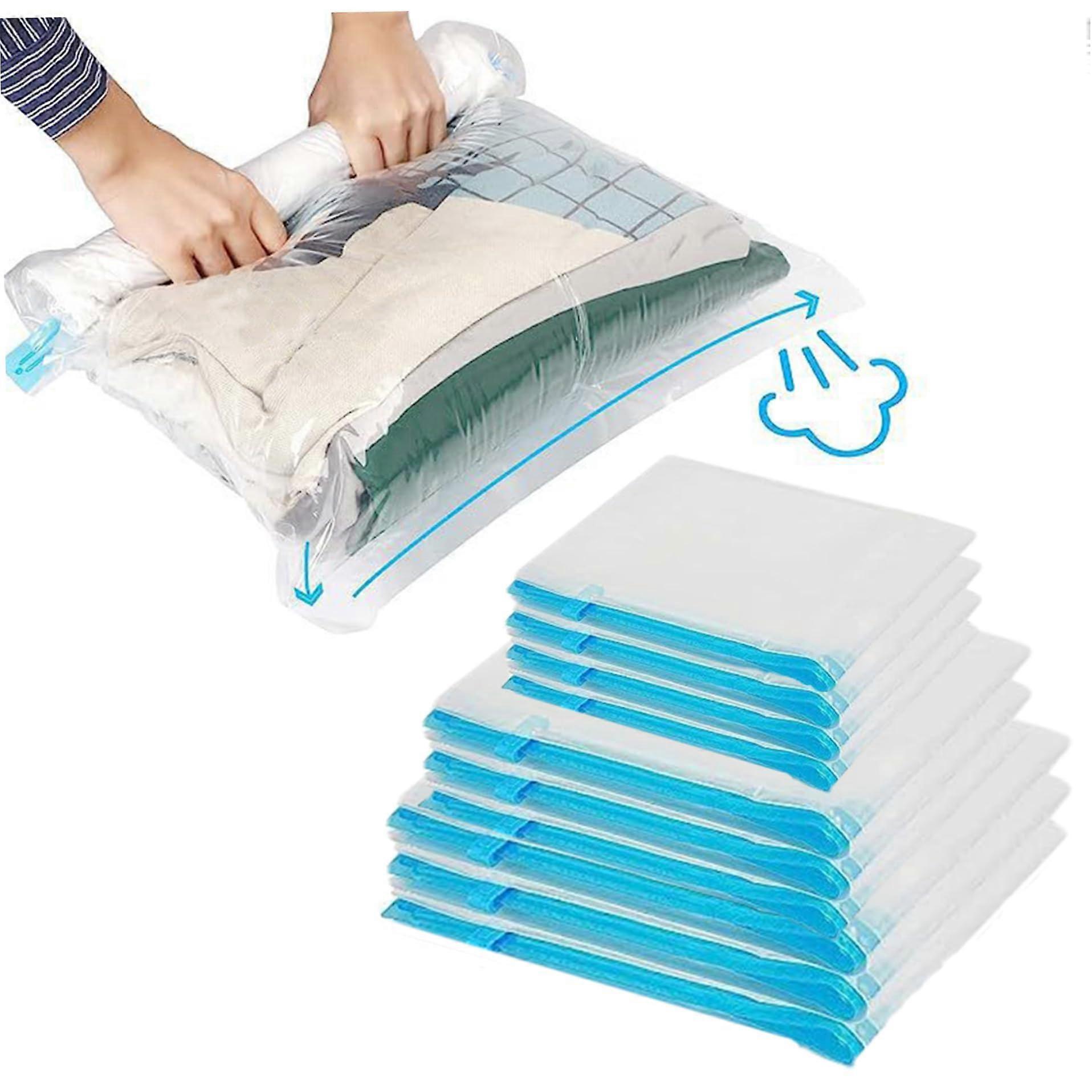 Vacuum Storage Bags 10 Pack No Vacuum Required Space Saving Travel Compression for Clothes