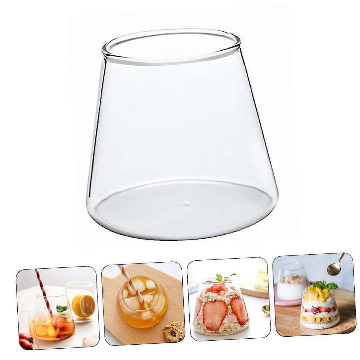 Glass Drinking Cup 12oz HeatResistant Coffee Mug with Stable Flat Base for Versatile Beverage Use