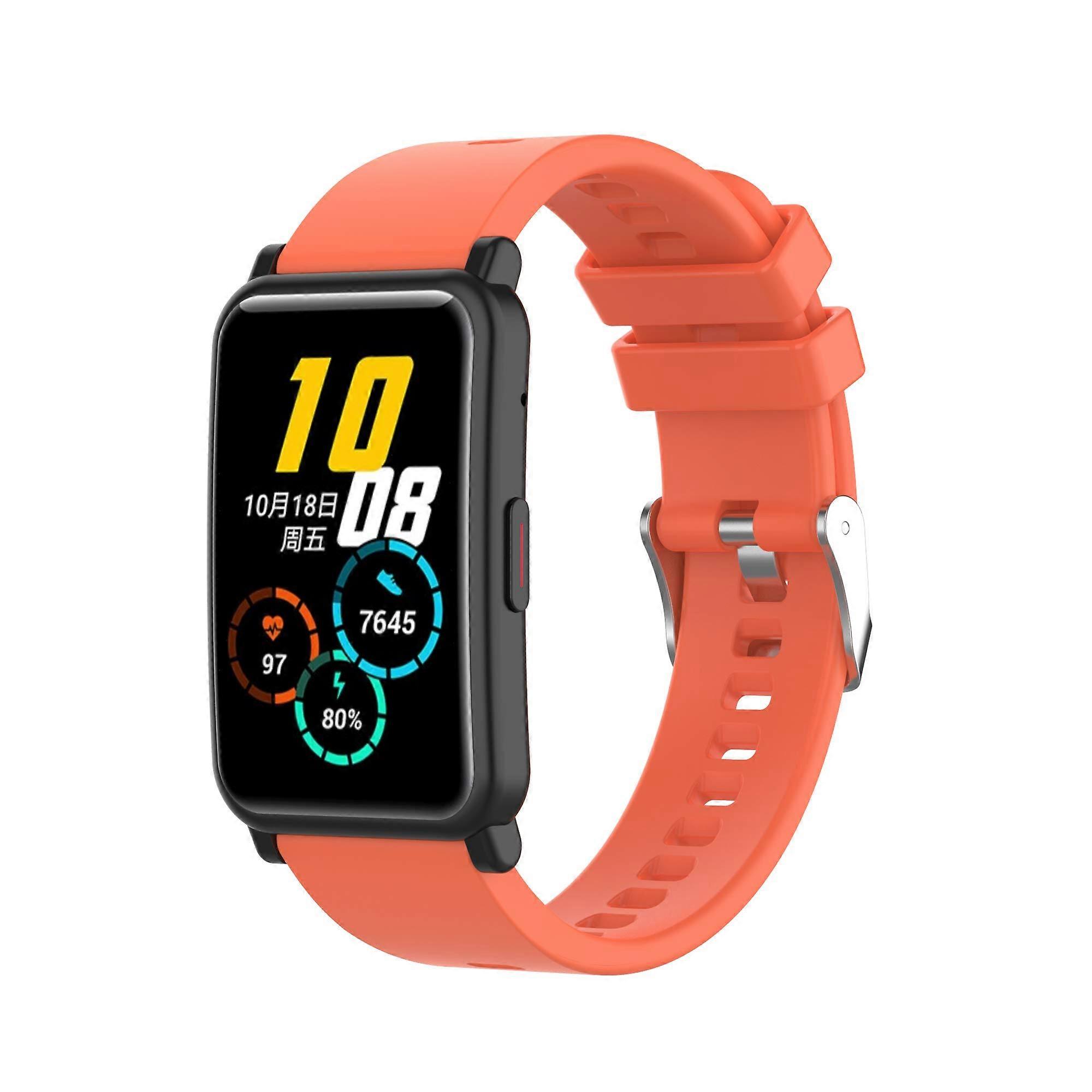 Adjustable SkinFriendly Silicone Strap with Secure Buckle for Honor Watch ES  Orange