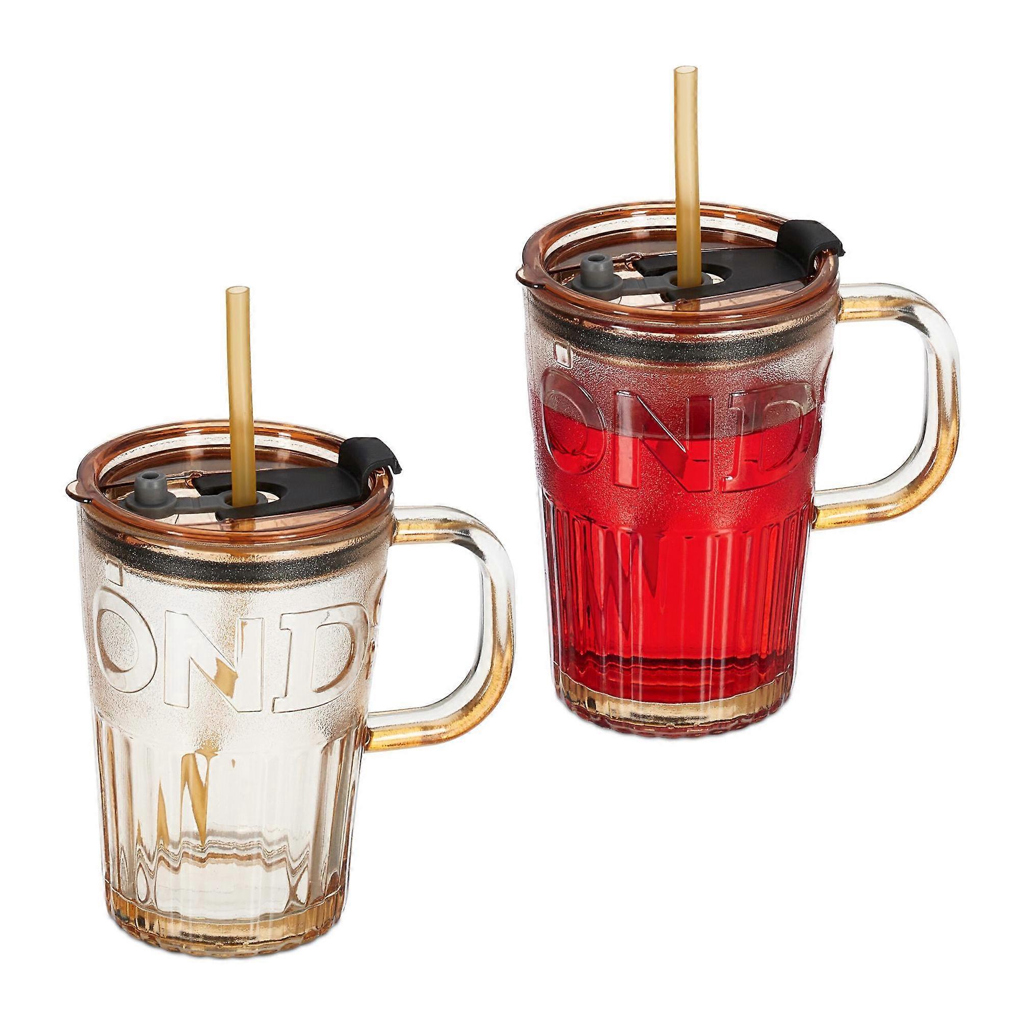 Set of 2 drinking glasses with handles