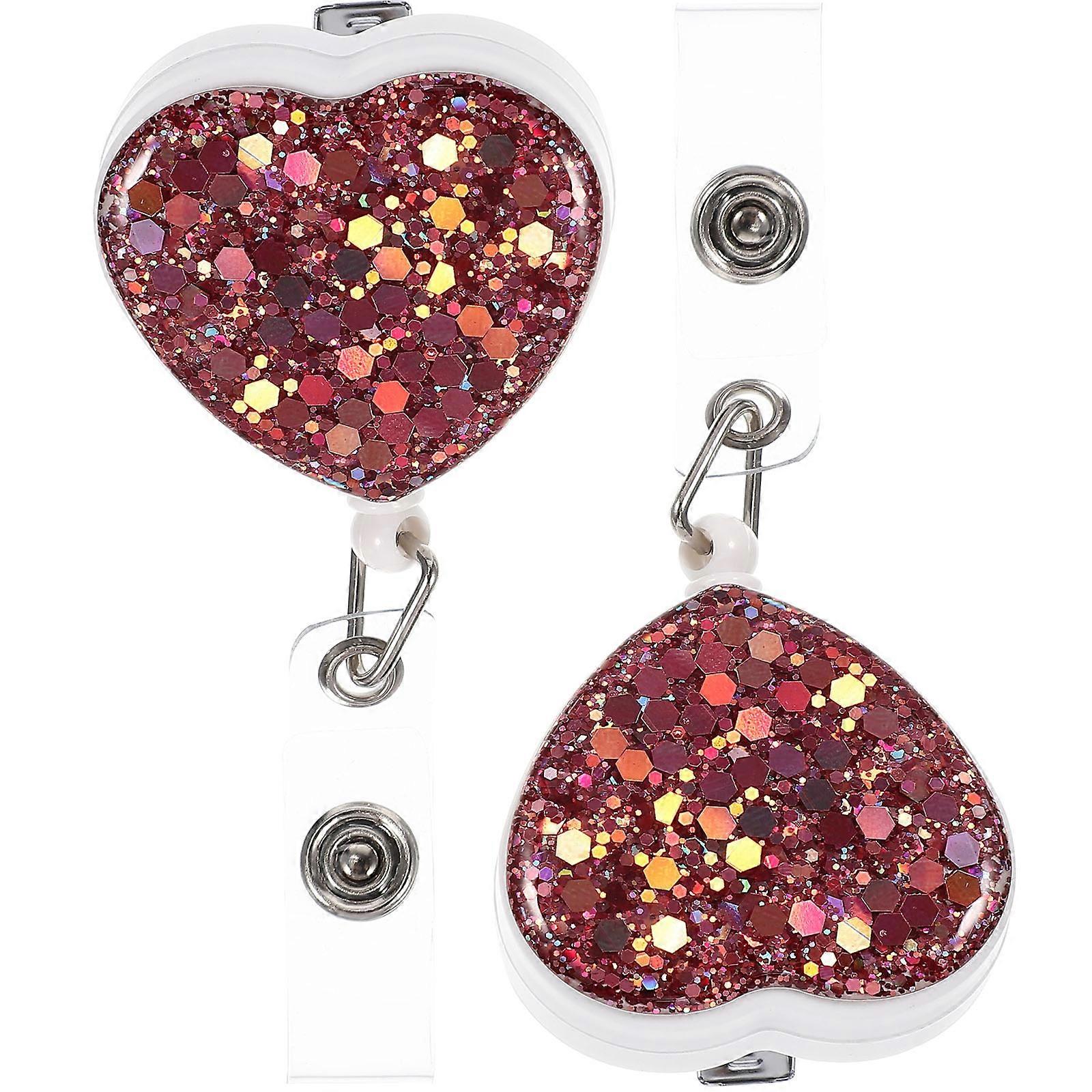 Practical Badge Holders Heart-Shaped Cards Clips for Daily Use 2Pcs