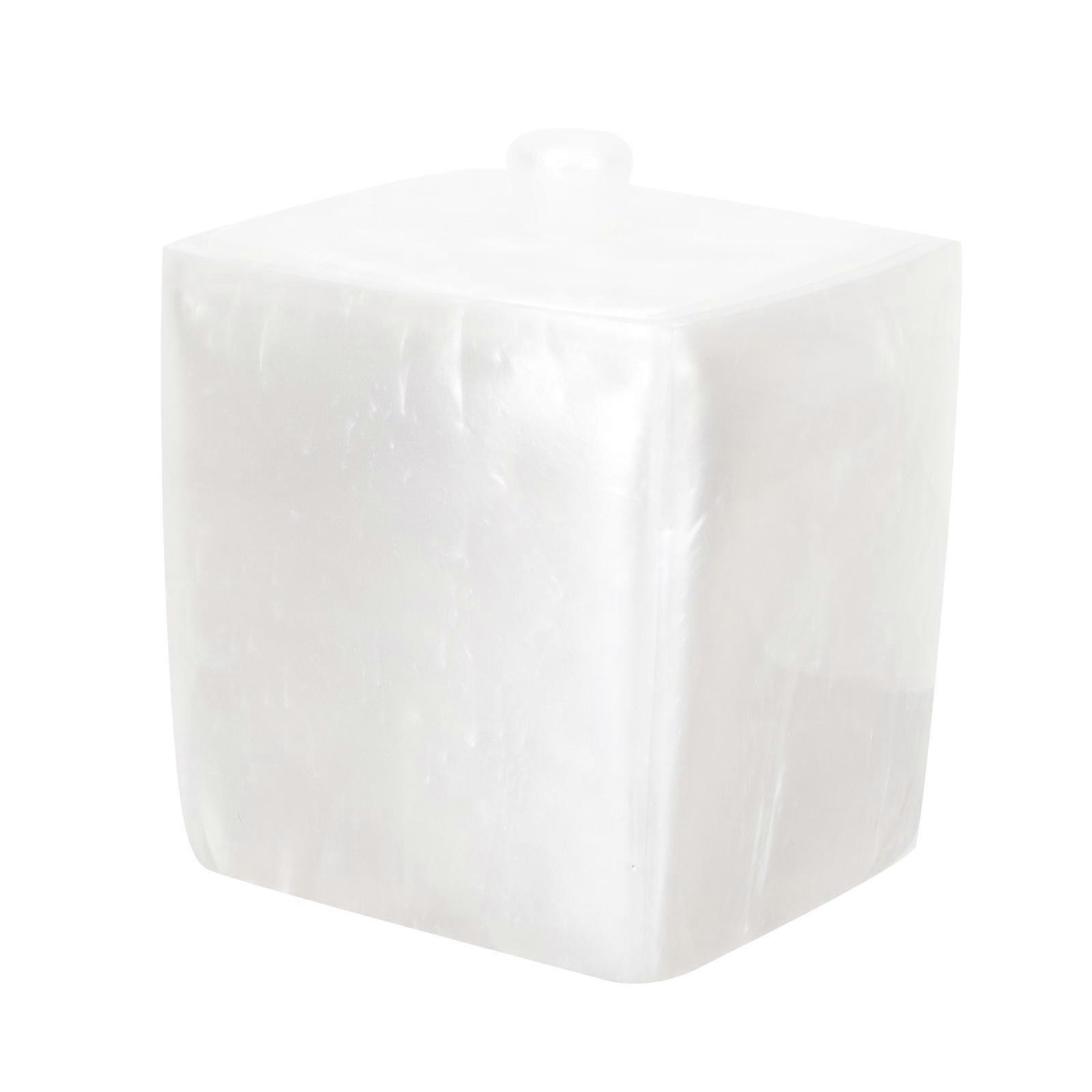 White Cotton Pad Holder Resin Storage Box with Lid for Storage