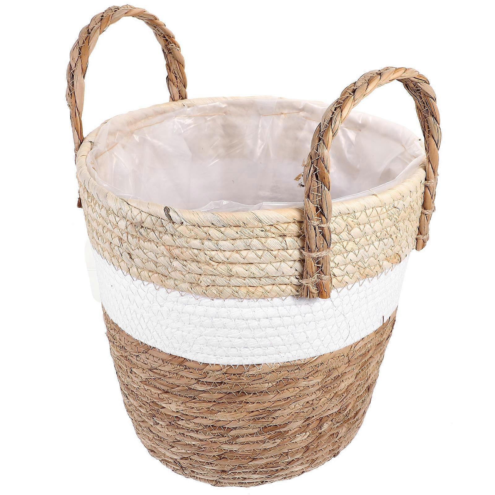 Rustic Style Grass Woven Flower Basket for Storage Use Multi Functional