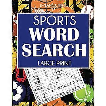 Wyszukiwanie słów sportowych: 101 puzzli z dużym drukiem przedstawiających piłkę nożną, koszykówkę, baseball, hokej, tenis, golfa i nie tylko