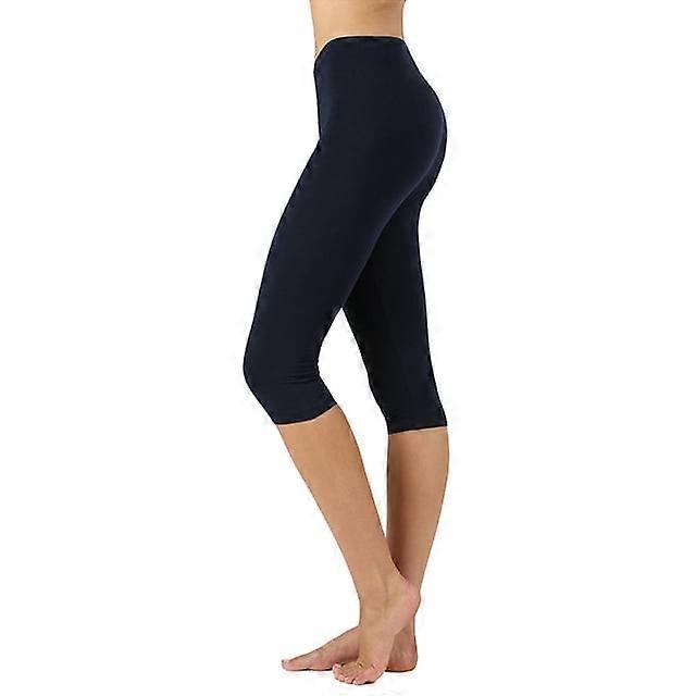 Plus Size Essential Basic Cotton Spandex Stretch Below Knee 15" Length Leggings