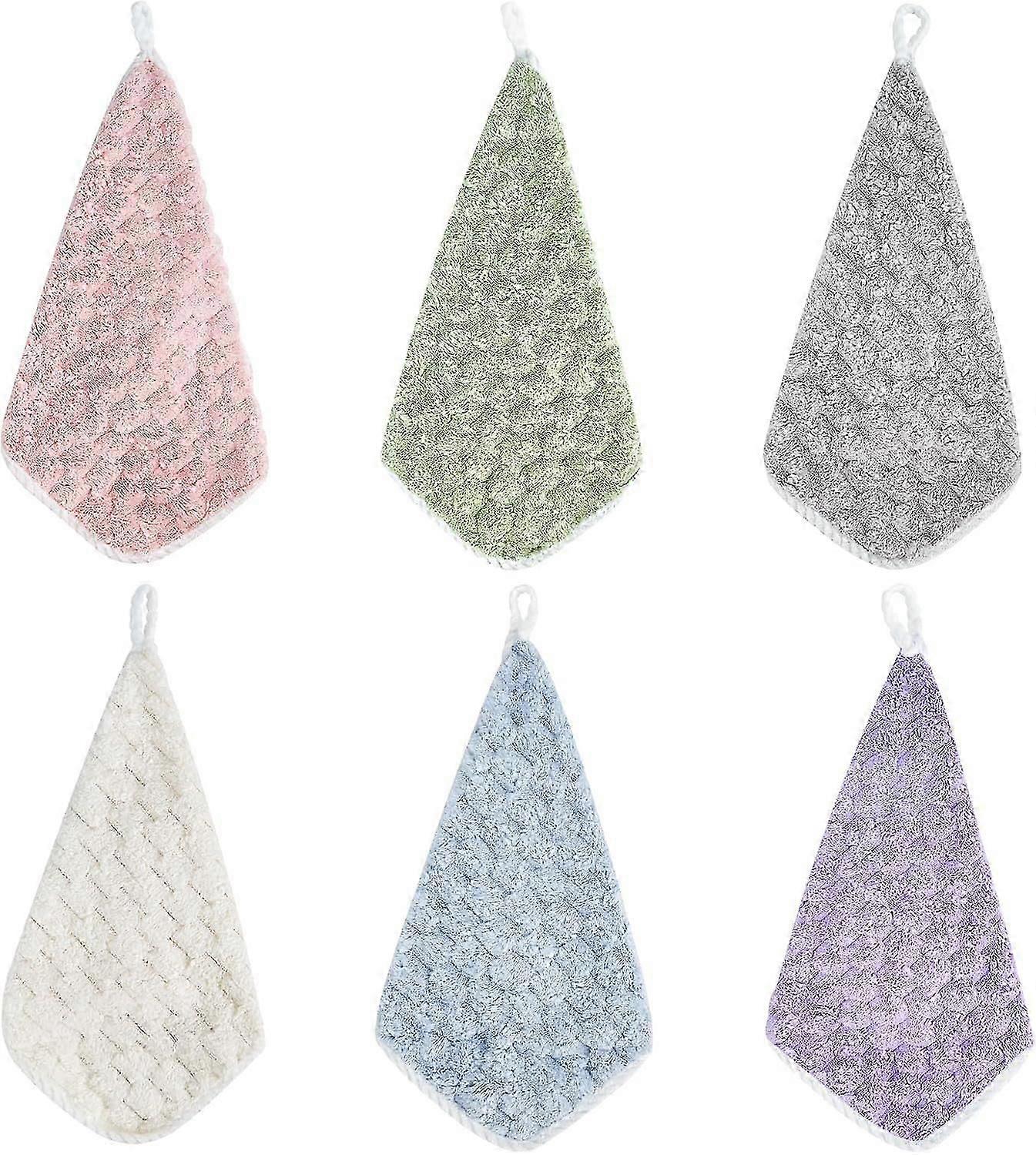 6Pack Hanging Towels, Microfiber Square Towels with Hanging Loop
