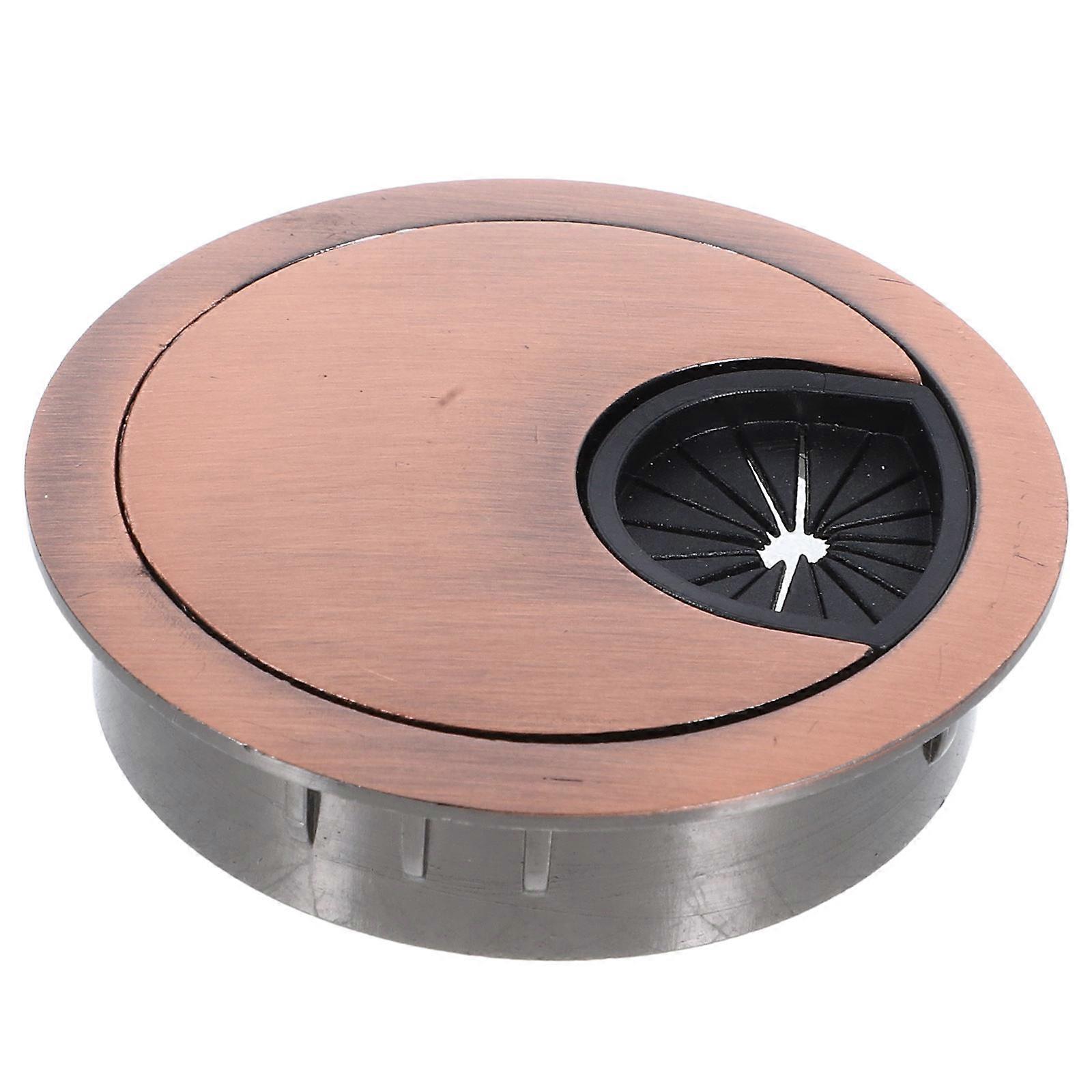 Computer Desktop Round Cable Hole Plug Dark Red Zinc Alloy for Replace Use