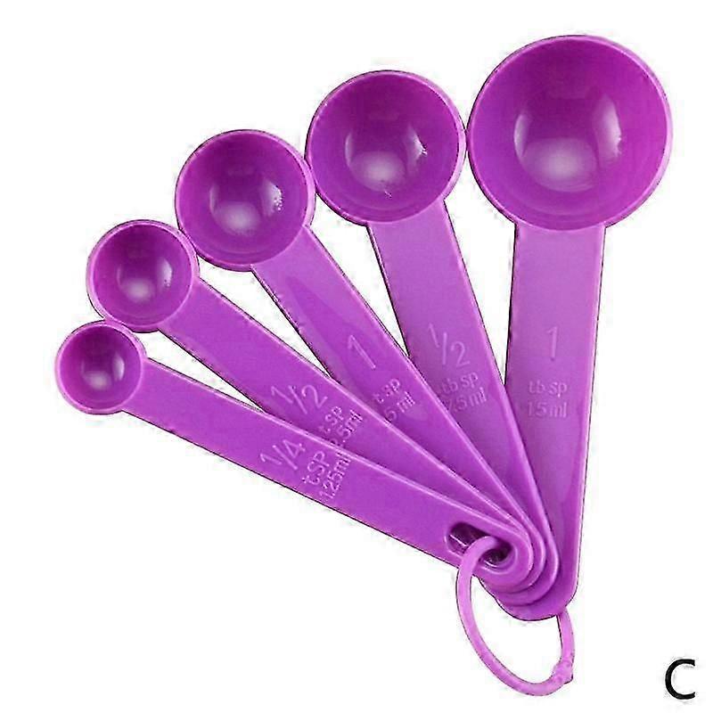 5-Piece Plastic Measuring Spoons Stackable Set For Baking And Cooking Easy Storage And Cleaning