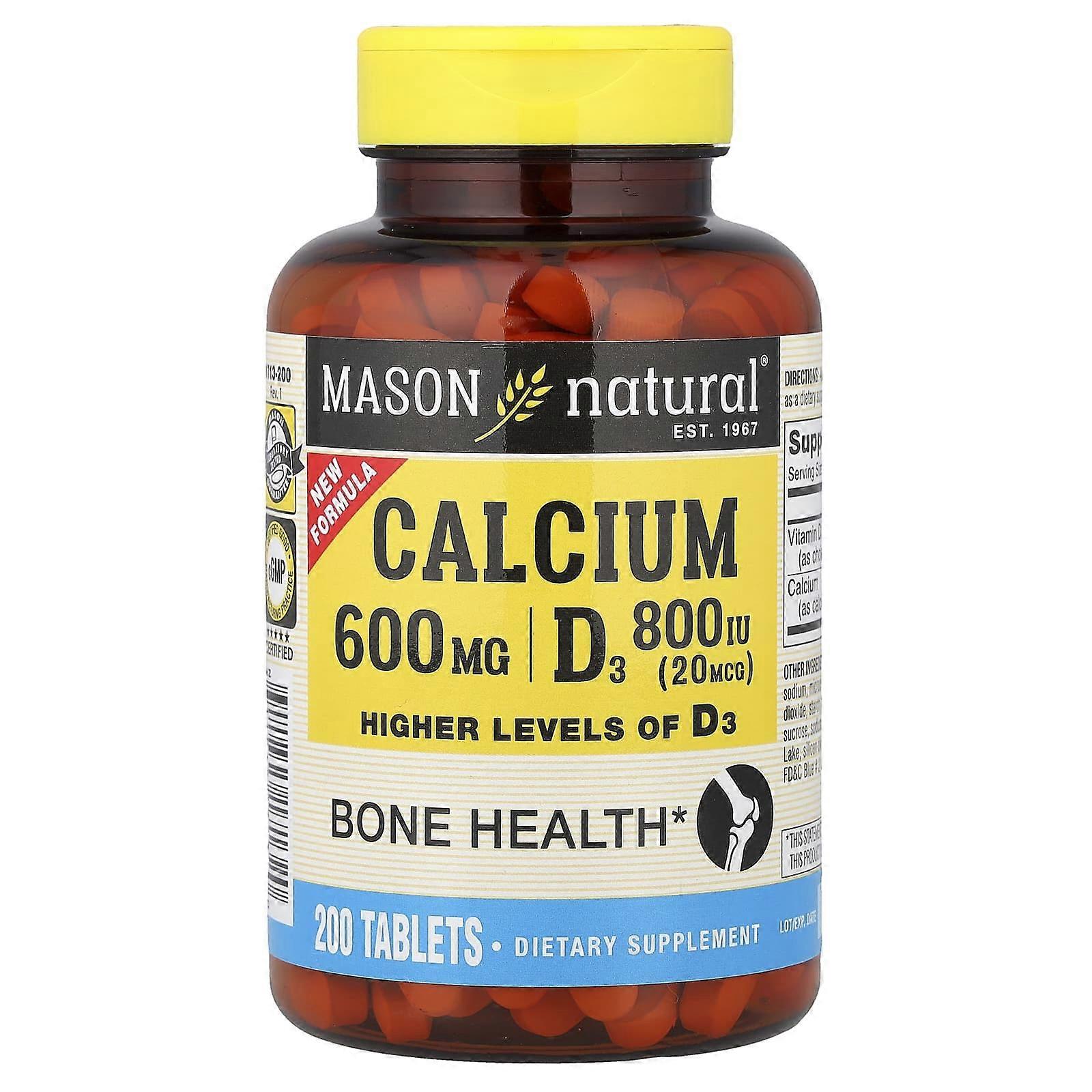Mason Natural, Calcium with D3, 200 Tablets, 2-Pack