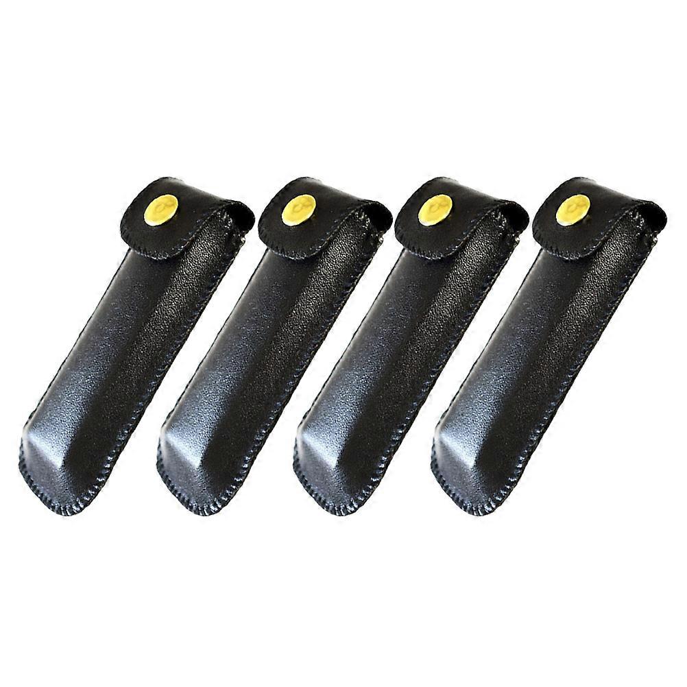 Black PU Harmonica Holder Harmonica Case for 4Pcs Waterproof and Sturdy