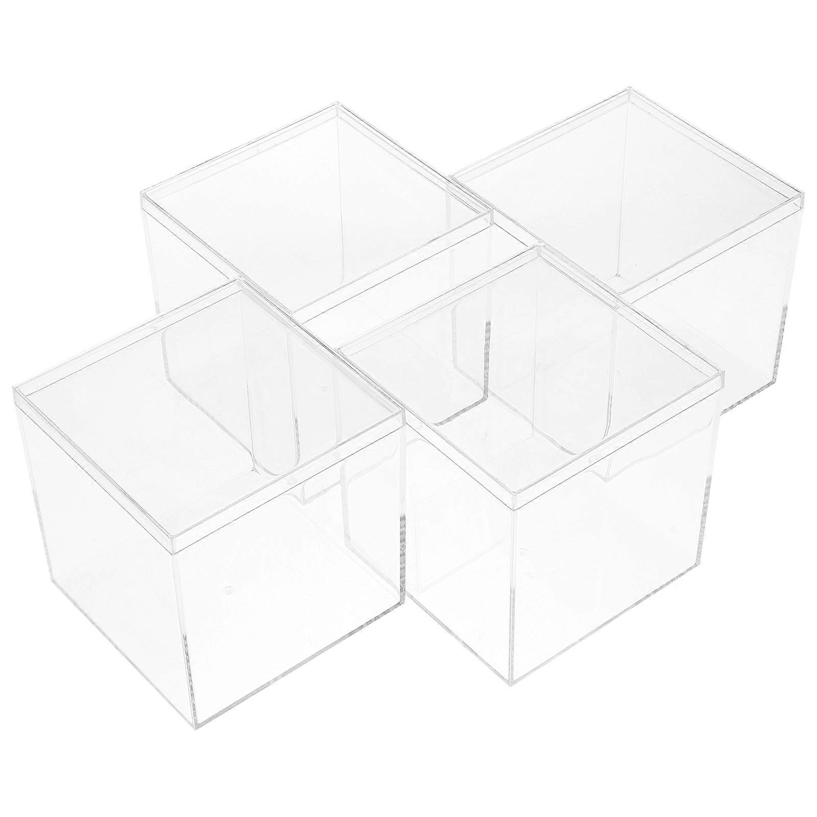 4Pcs Small Candy Boxes Square Jewelry Storage Cases Acrylic Clear Boxes Candy Packaging Boxes