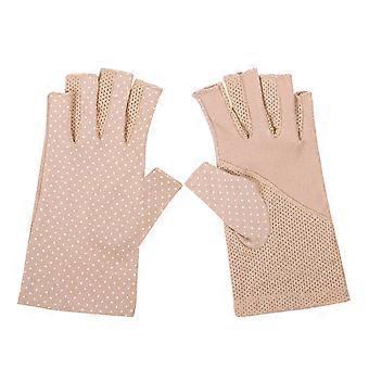 Beige UV-beschermende handschoenen, halve vingerhandschoenen voor autorijden, set van 5