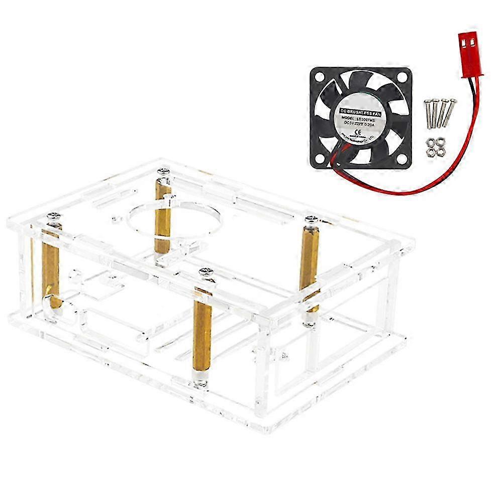 compatible with 5 Acrylic Case+Cooling Fan Transparent Shell Protective Case compatible with Pi 5