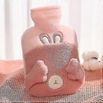 Heißwasserbeutel Warmwasserbeutel Wärmwasserflaschen Gemütlich Fluffy Soft Plüsch Süßes Muster 500ml 21 * 12,5 cm