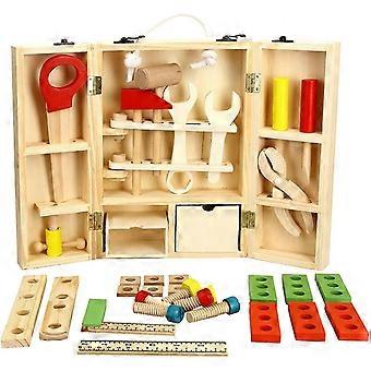 Wooden Tool Box Pretend Play Set for Kids Educational Construction Toys