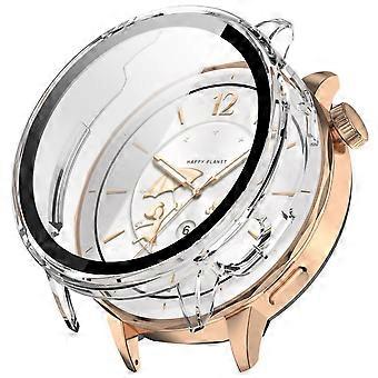 For OnePlus Watch 3 43mm Plastic Watch Protective Case + 9H Tempered Glass Transparent