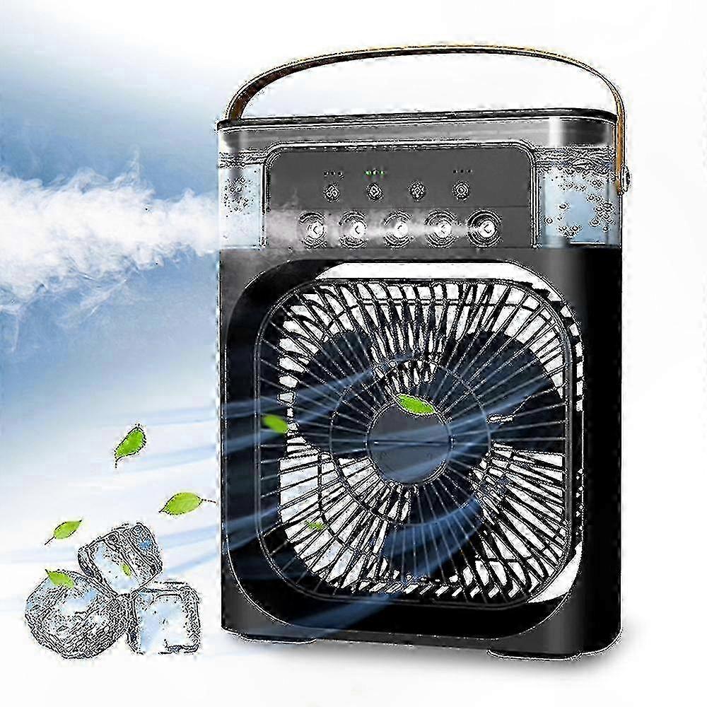 Mini Portable Cooling Fan with Mist Function, Humidifier, 3-Speed, LED Light, USB Powered