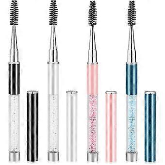 4-pack of capped mascara brushes, portable reusable mascara brushes, travel eyebrow brushes, application combs, eyelash extension makeup tools