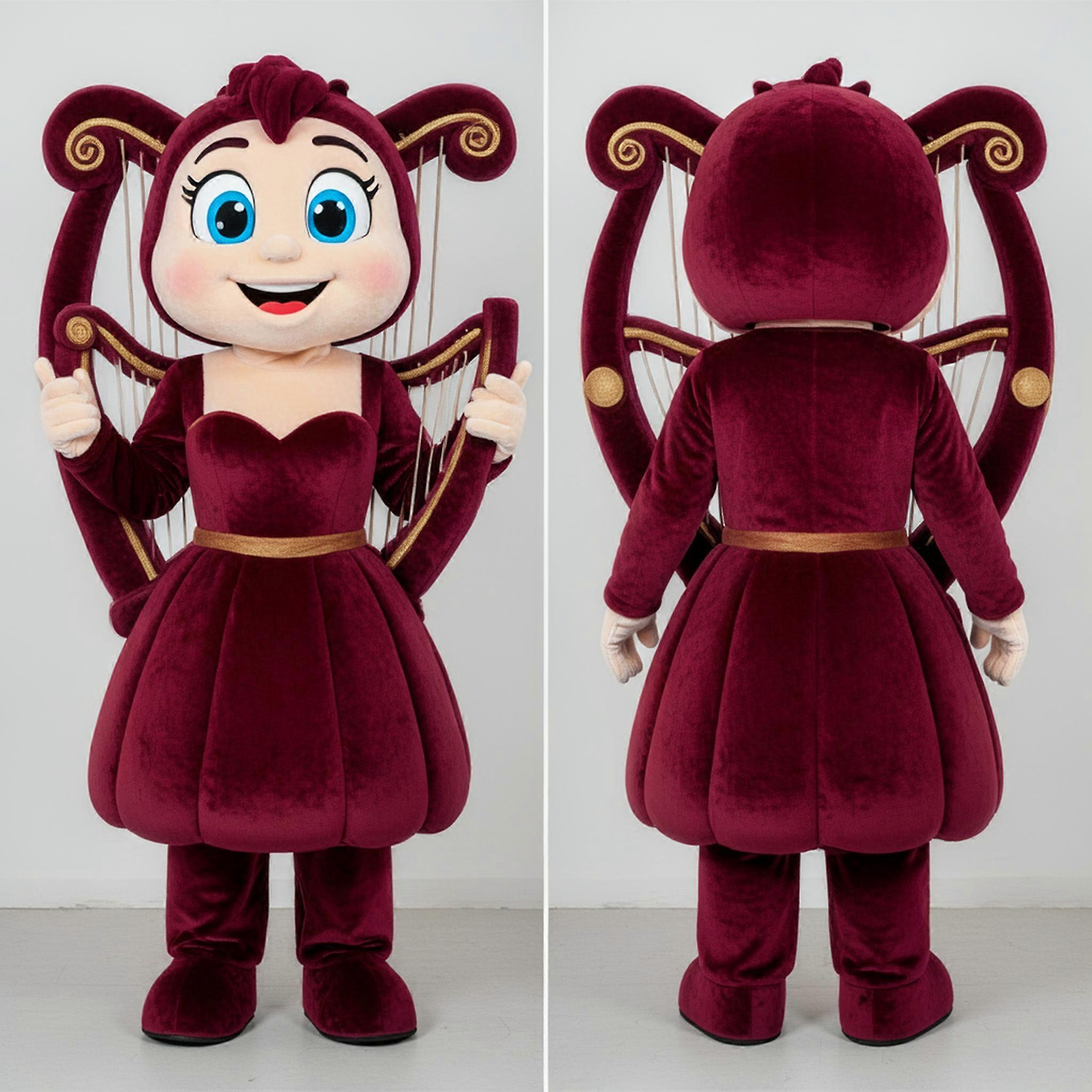 MASTICOT Maroon Empire Waist Celtic Harp Mascot