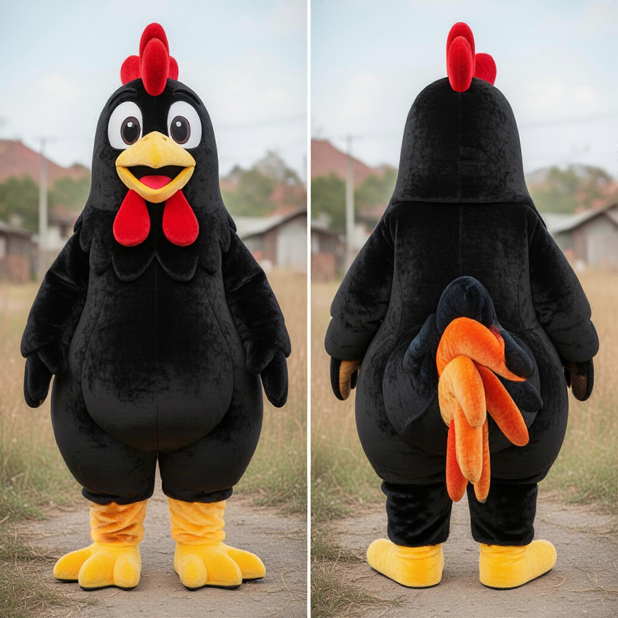 MASTICOT Black Velvety Rooster Mascot