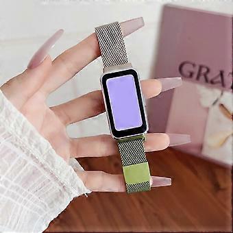 Bracelet de montre pour Huawei Band 10 9 8 Bracelet en acier inoxydable à boucle milanaise dégradée - Or vert