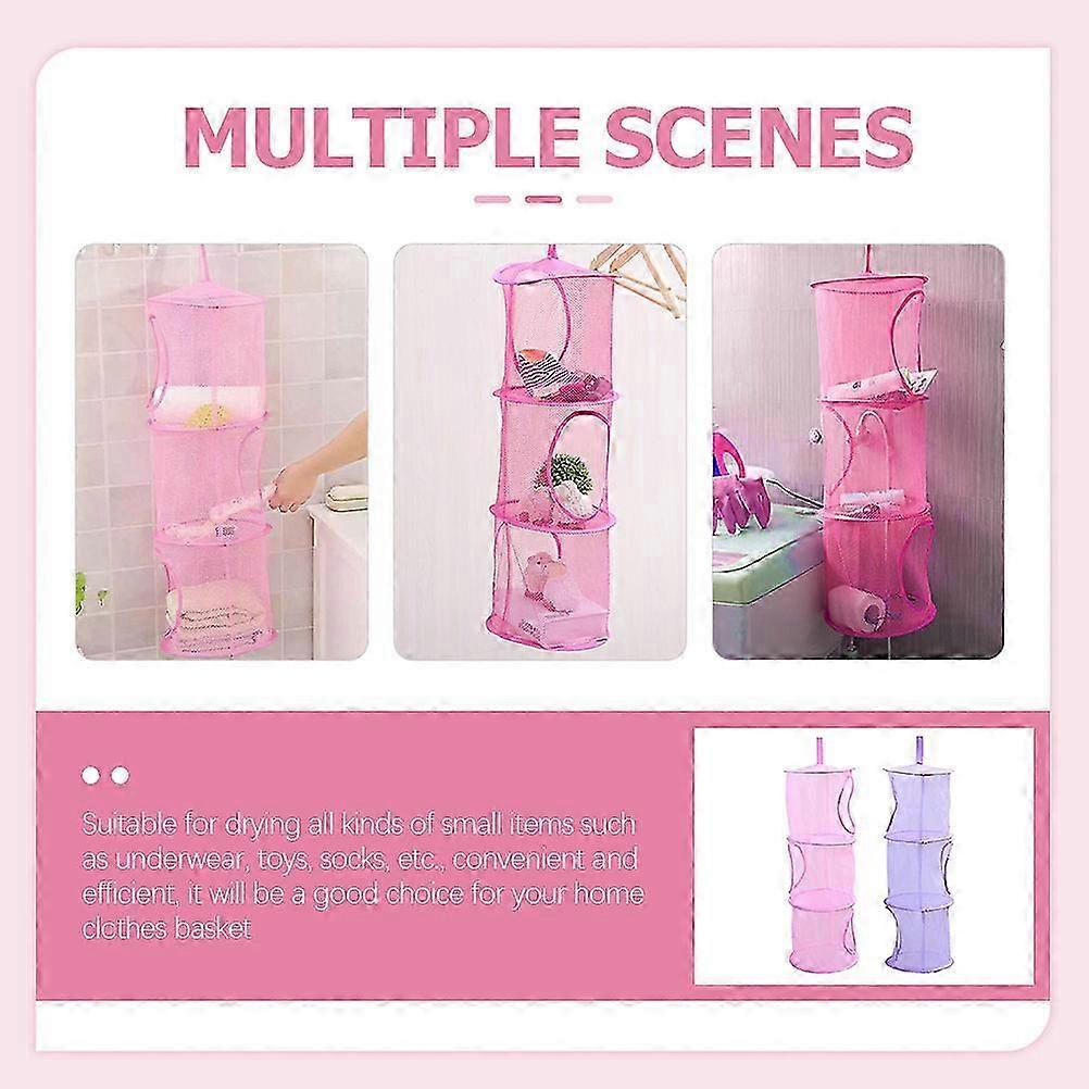 Foldable Basket Drying Rack compatible with Underwear 2Pcs Three-Layer Clothes Hanger